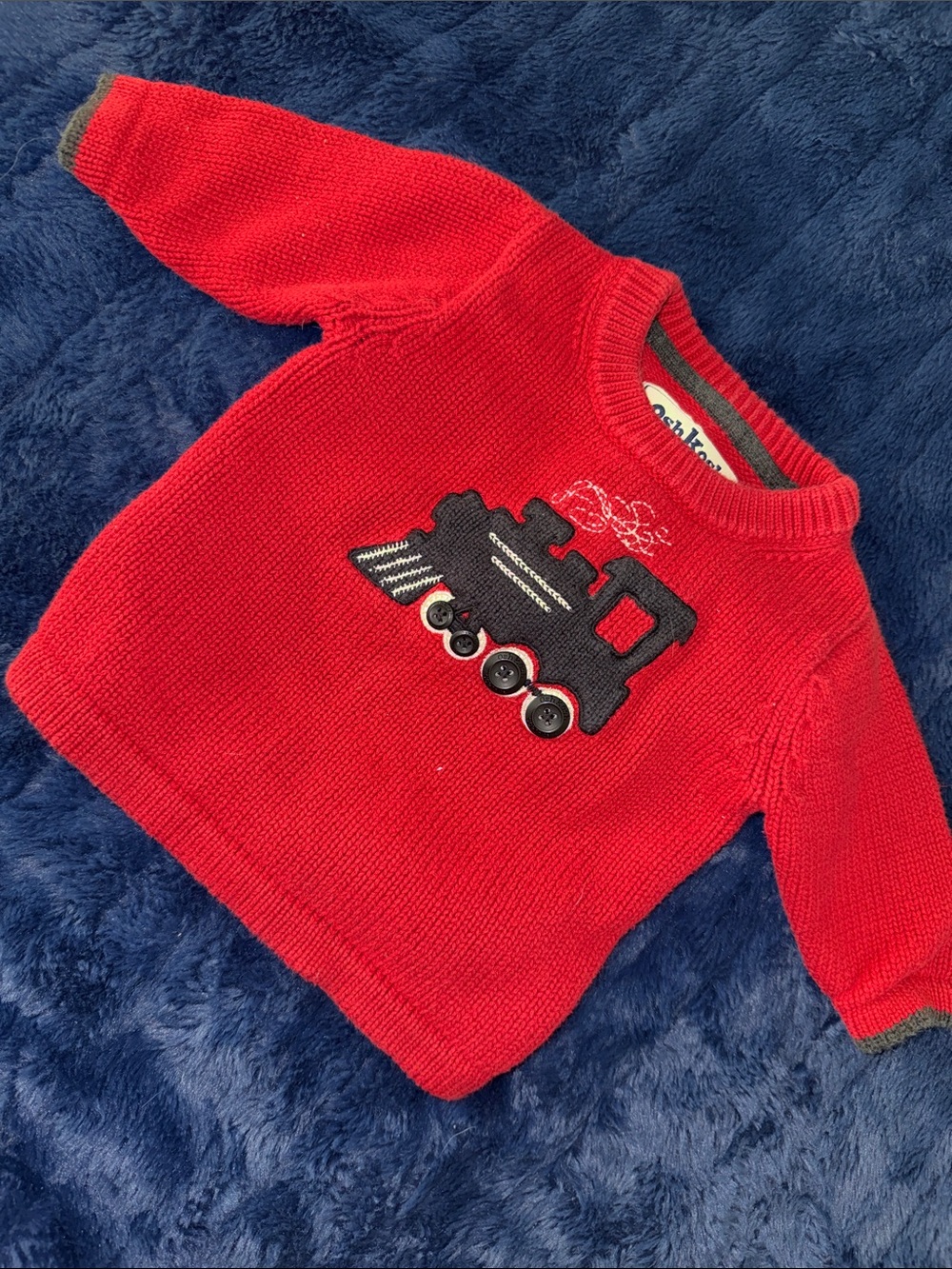 3M Vintage Osh Kosh Children's Red Train Sweater est 1895
